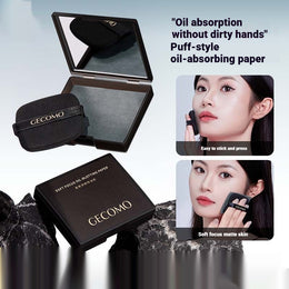 Portable Mirror Case With Puff, Oil-absorbing Sheets, And Blotting Paper